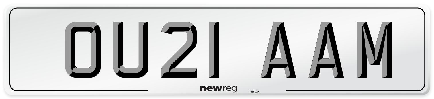 OU21 AAM Number Plate from New Reg
